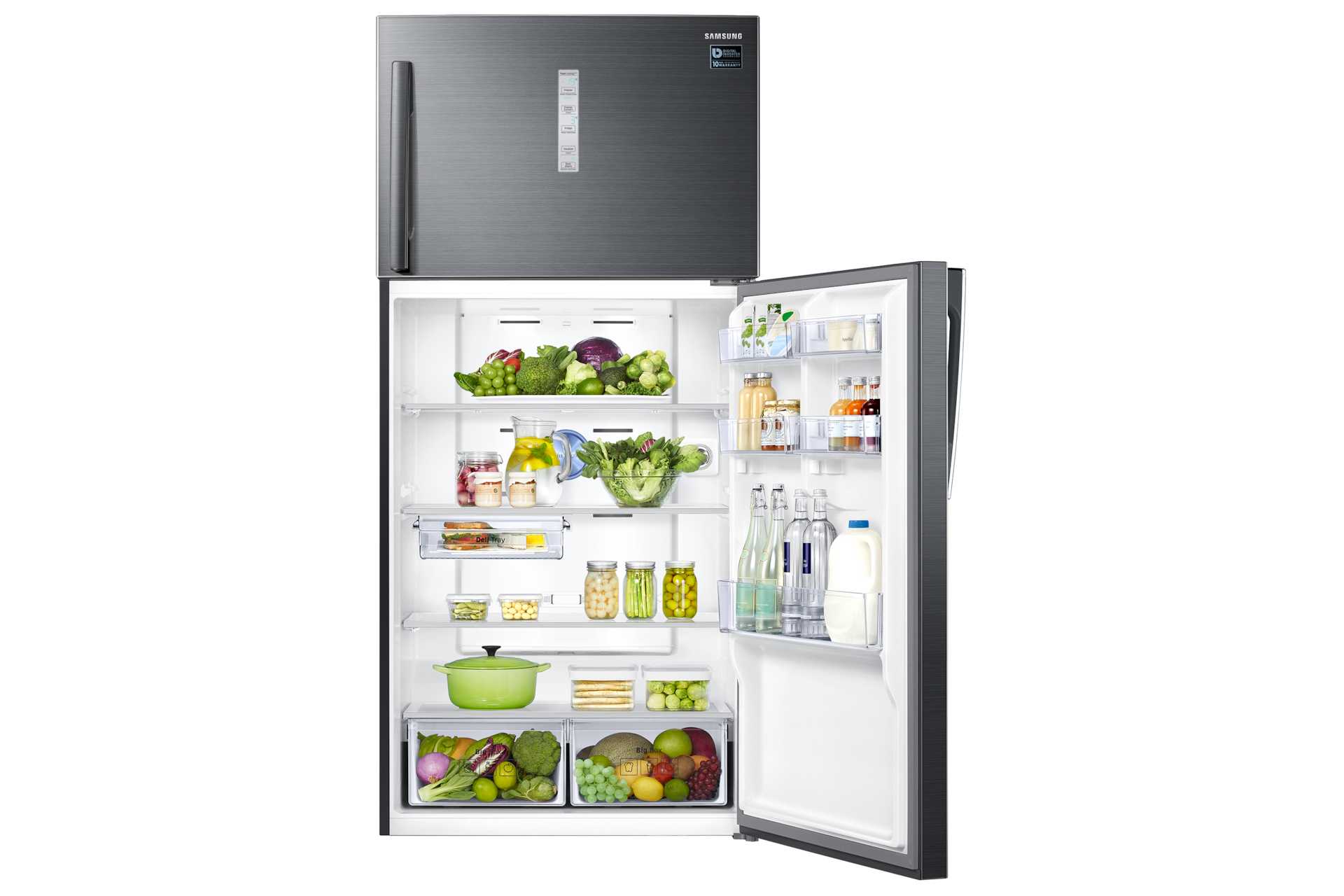 RT7000K Top Freezer with  Twin Cooling Plus™, 620L Front-Bottom-Open-With-Food Black 