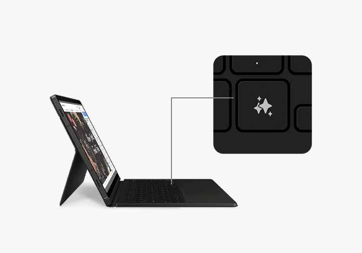 iPad本体 Galaxy Tab S9 Book Cover Keyboard AI key Samsung Galaxy Tab S9/S9 FE Book Cover Keyboard EF-DX725UBEGWW