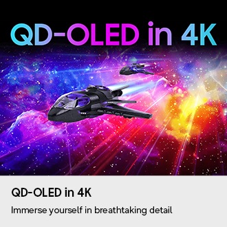 QD-OLED in 4K. Dompel jezelf onder in de adembenemende details. Ruimtevaartuig dat door de ruimte vliegt.