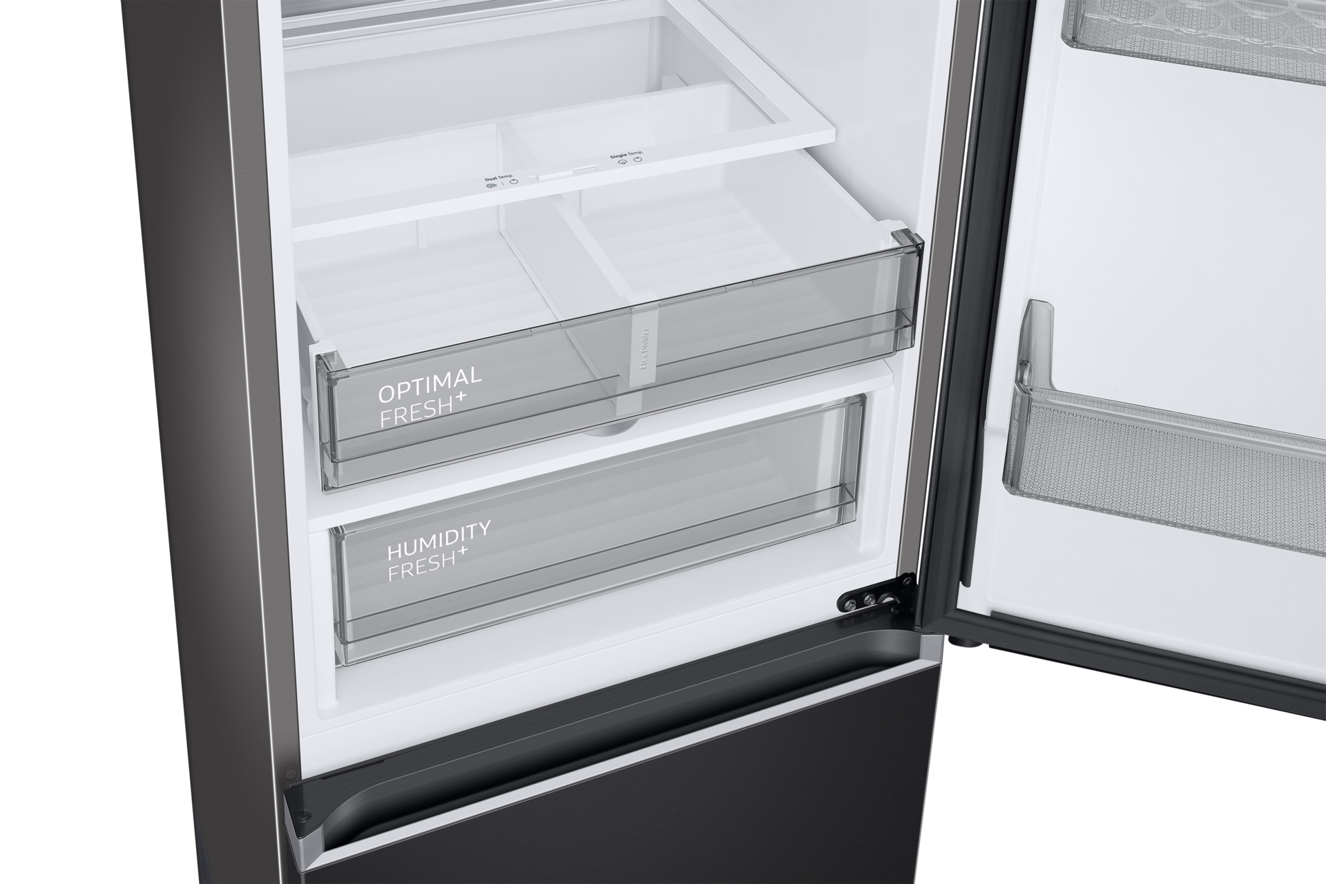 Bottom Mount Freezer Refrigerator AII around cooling 340 Detail-2Temp-Zone1 Black 