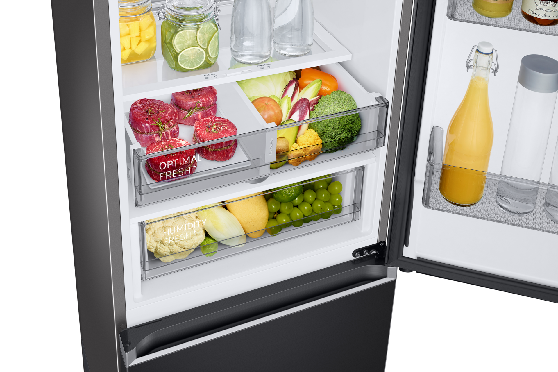 Bottom Mount Freezer Refrigerator AII around cooling 340 Detail-2Temp-Zone2 Black 