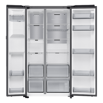 Bespoke AI Refrigerator SBS Auto Open Door Front-Open-without-food Silver 