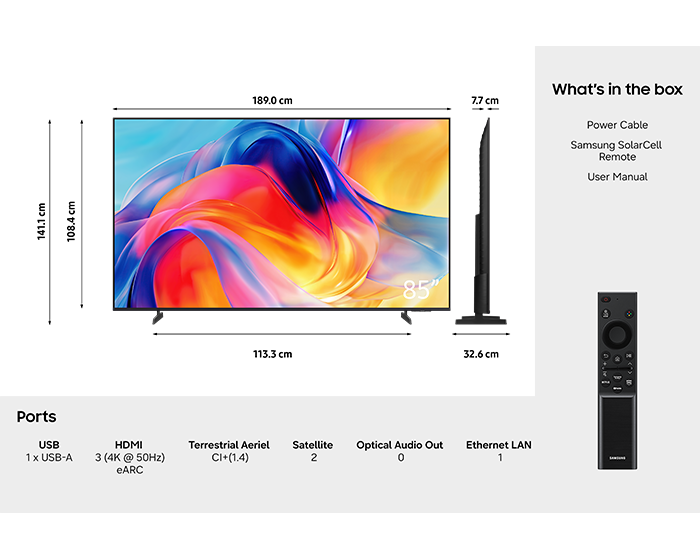 85" Mini LED 4K Vision AI Smart TV M70H (2026) Titanium Black