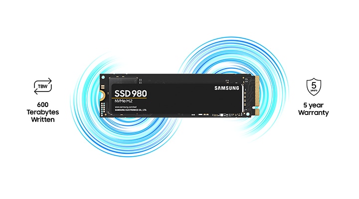 Disque dur ssd interne 980 1 to pcie 3.0 nvme m.2 noir Samsung