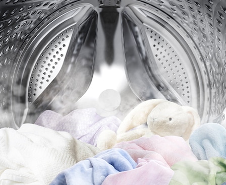 Steam is dispersed inside the washing machine and soak clothes in the drum.