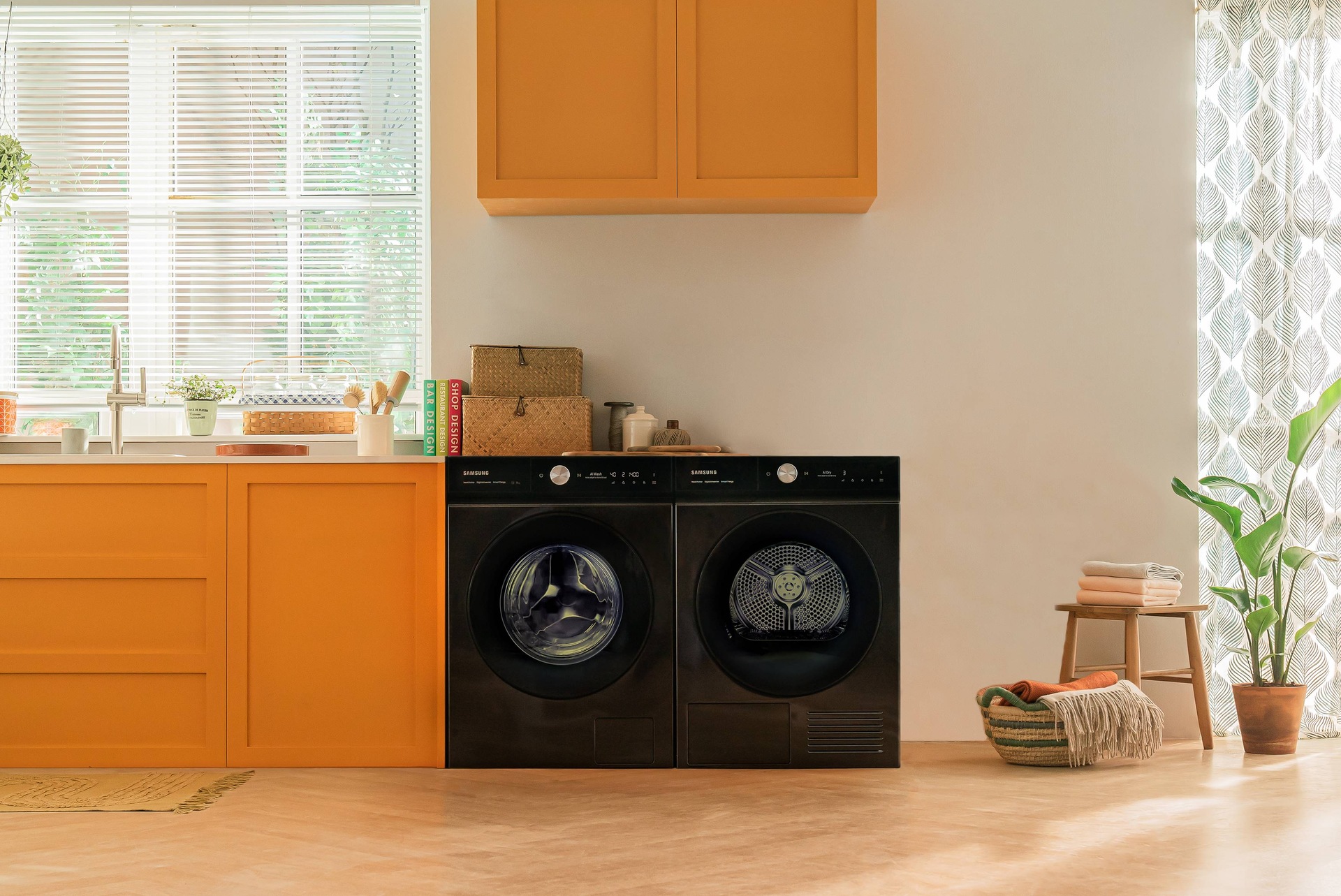  Bespoke washer and dryer are installed in the laundry room.