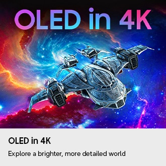 OLED en 4K. Explorez un monde plus lumineux et plus détaillé. Un vaisseau spatial se déplace dans l'espace. 