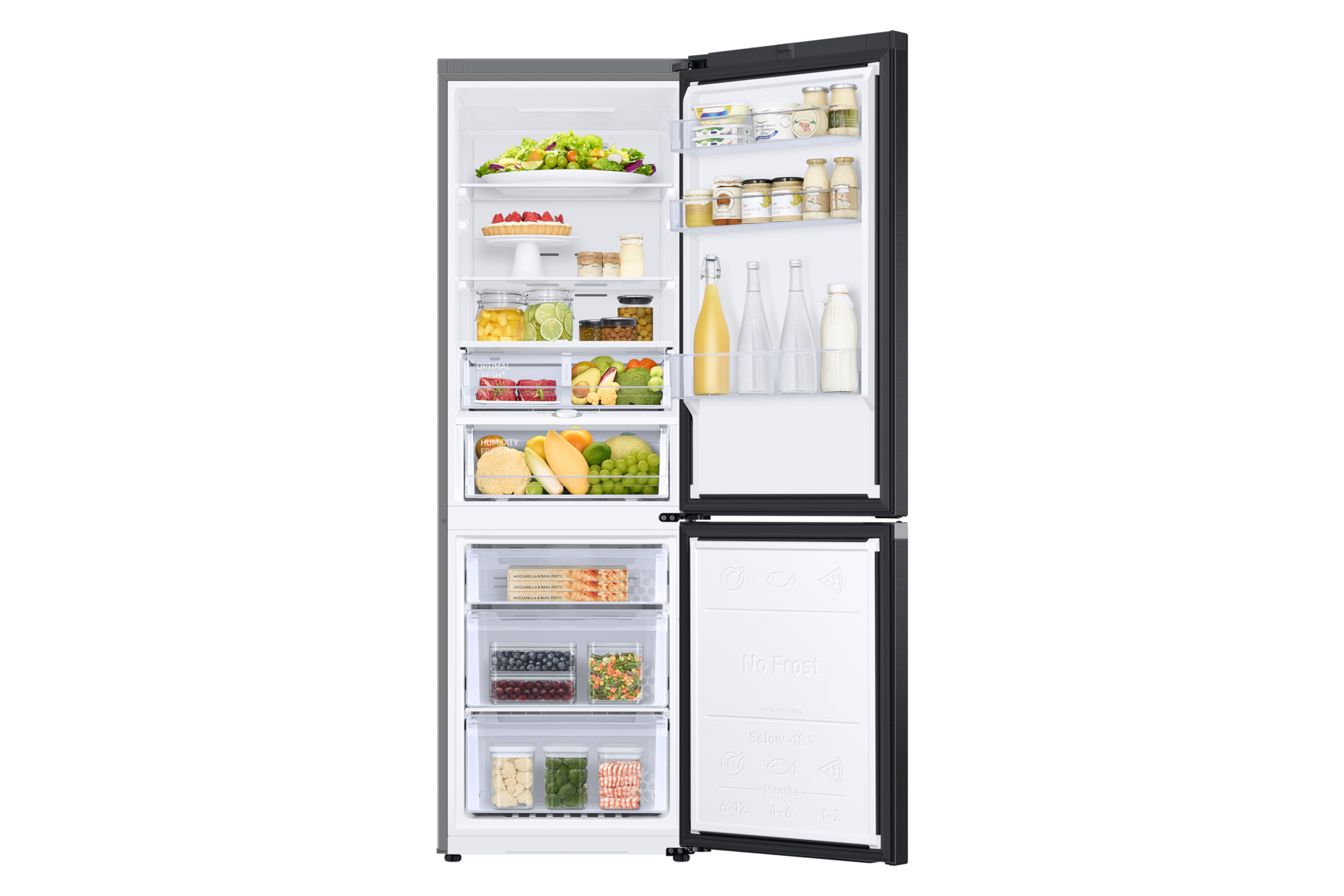 Bottom Mount Freezer Refrigerator AII around cooling 340 Front-Open-With-Food Black 