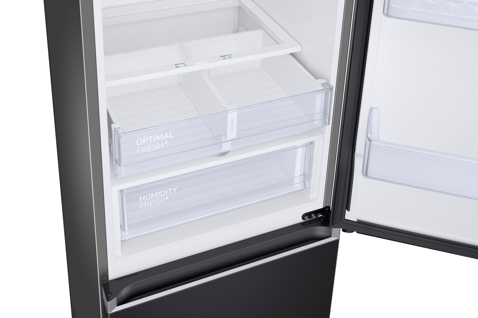 Bottom Mount Freezer Refrigerator AII around cooling 340 Detail-2Temp-Zone1 Black 