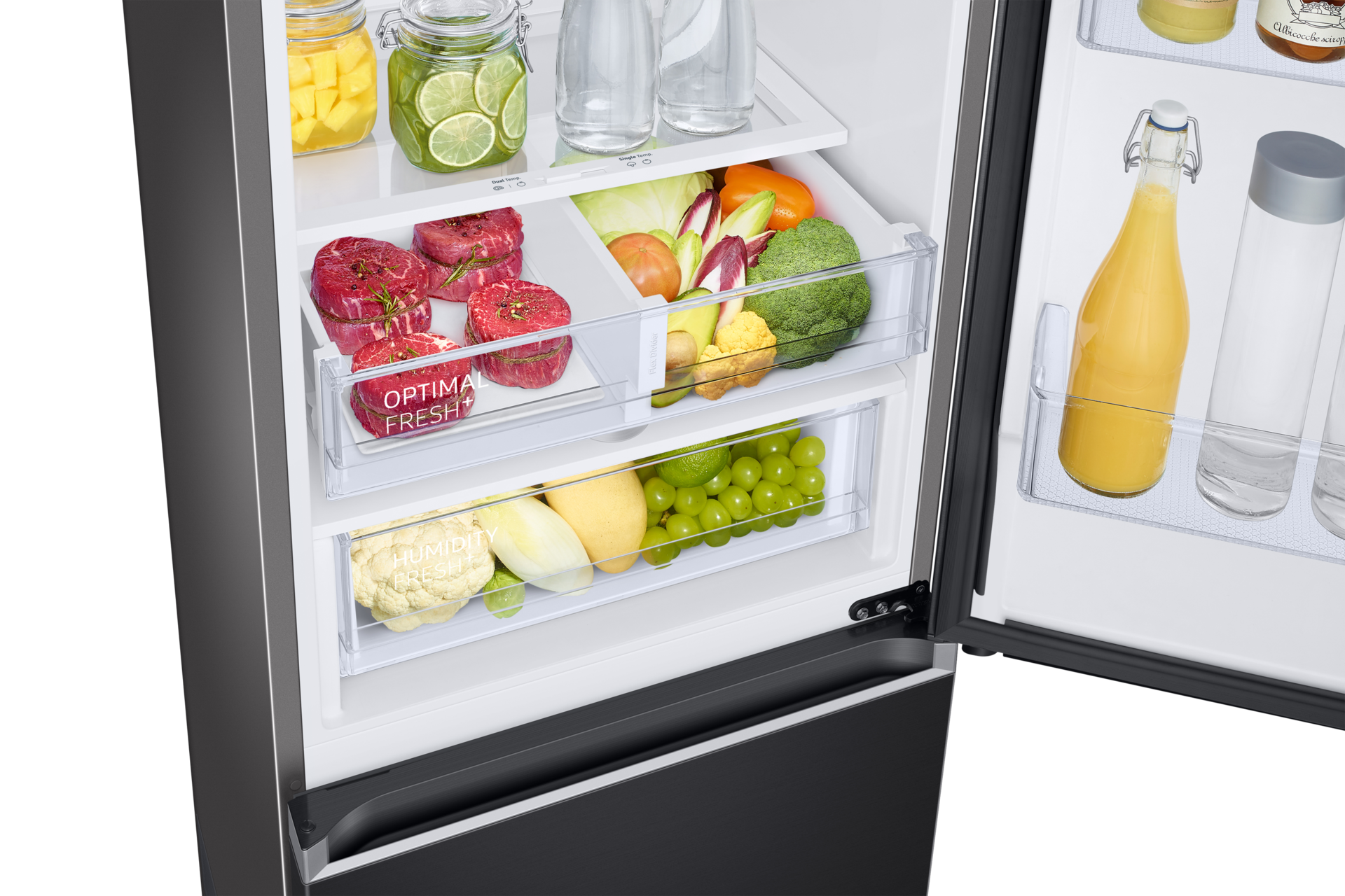 Bottom Mount Freezer Refrigerator AII around cooling 340 Detail-2Temp-Zone2 Black 