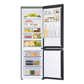 Bottom Mount Freezer Refrigerator AII around cooling 340 Front-Open-With-Food Black 