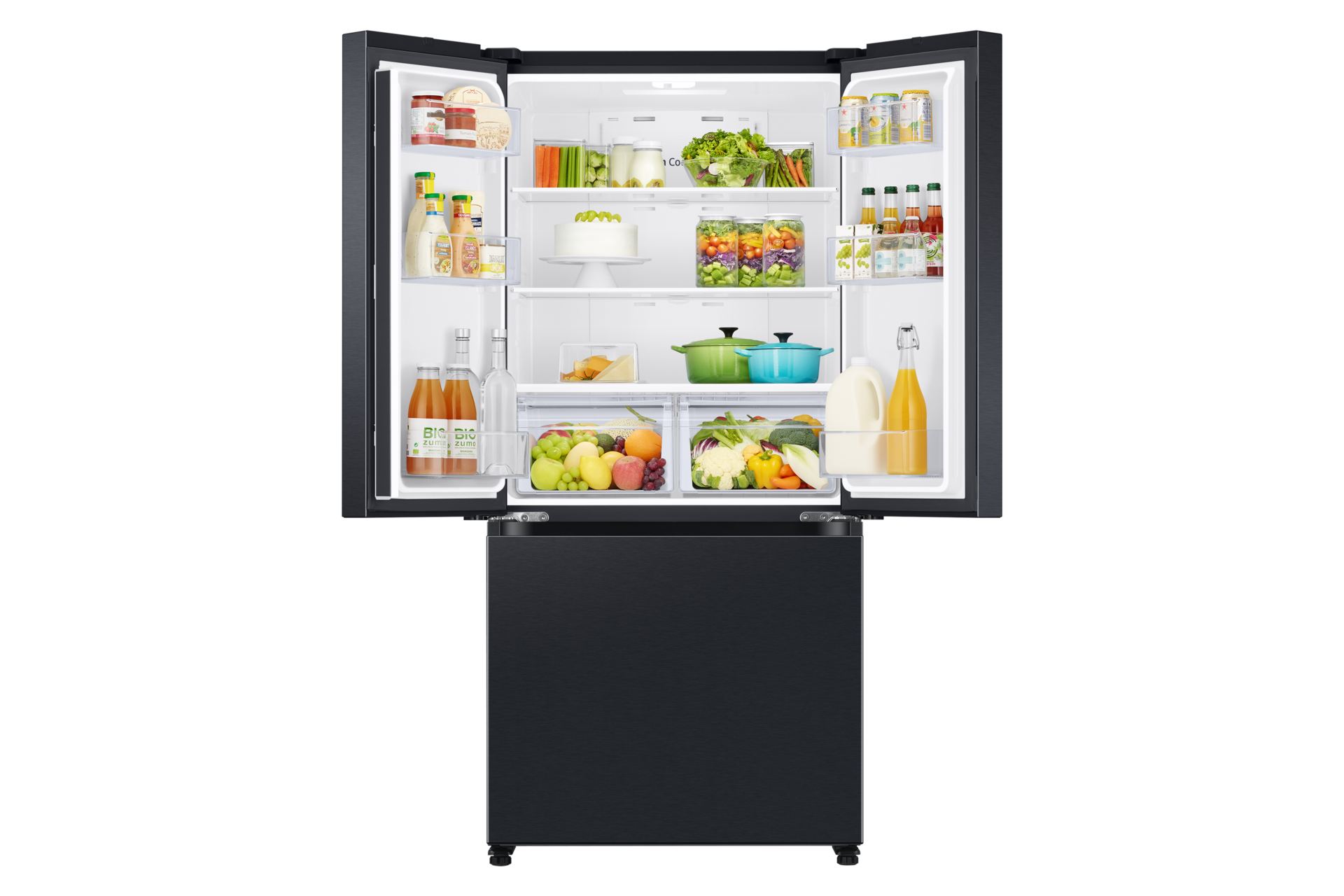 RF5000C French Door Refrigerators with SmartThings Front-Open-With-Food Black 