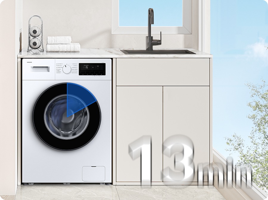 Quick Wash cycle is activated and quickly reaches 15 min.
