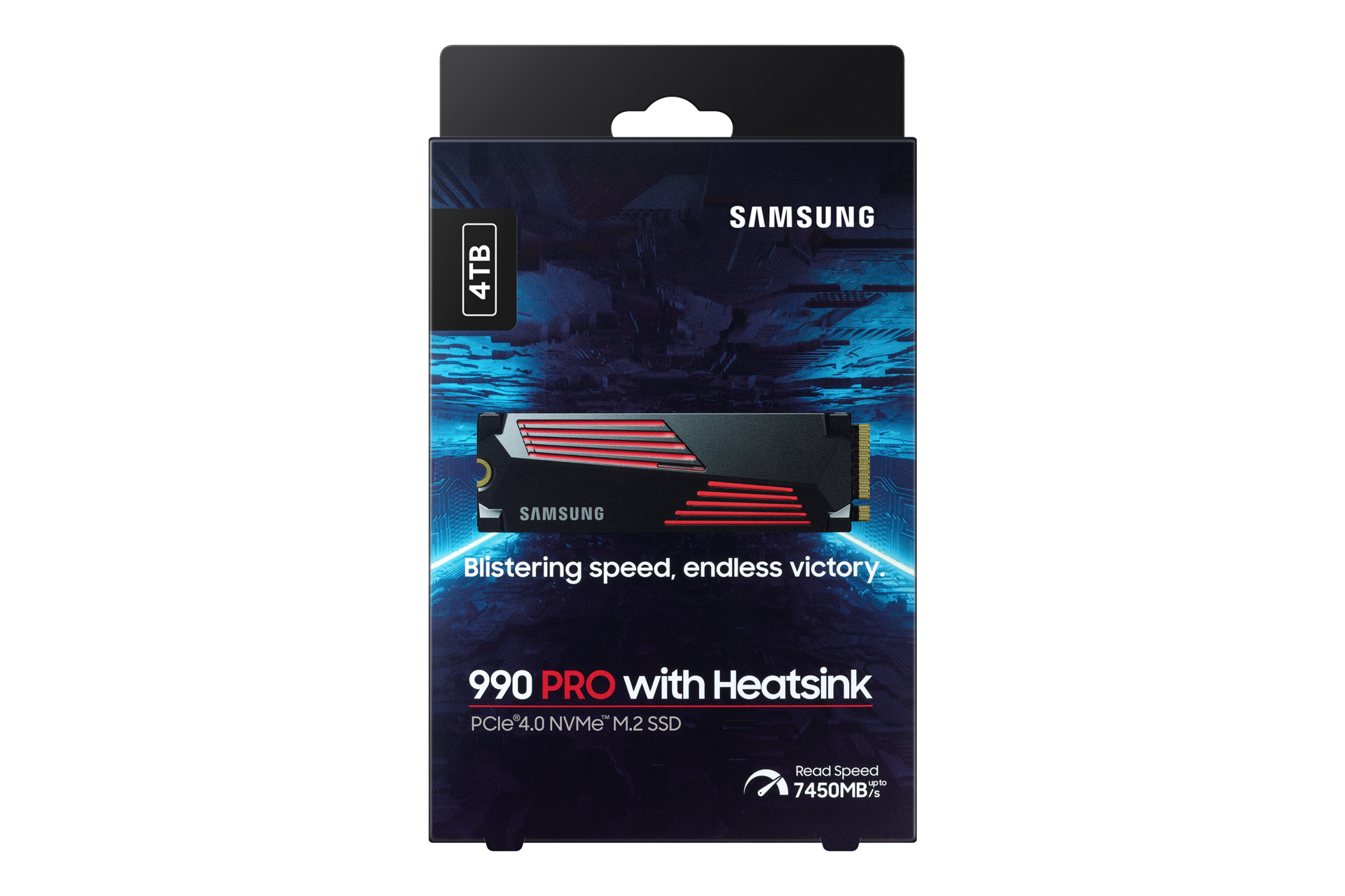 990 PRO with Heatsink PCIe 4.0 M.2 SSD PKG-Front Black 