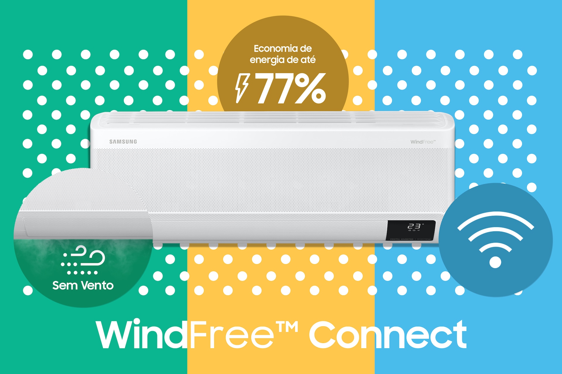 Funções Controle remoto Ar condicionado Samsung Wind Free