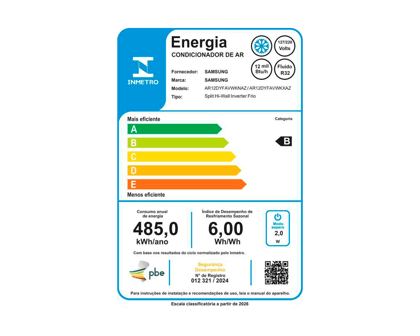 Ar-condicionado Split Inverter WindFree™ PowerVolt Bivolt AI 12000 BTU Frio White