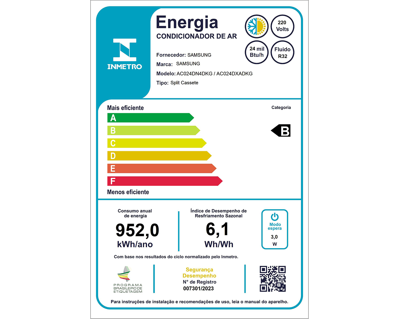 Ar-Condicionado Inverter WindFree Cassete 4 vias  WiFi 24.000 BTUs Quente/Frio 220V White