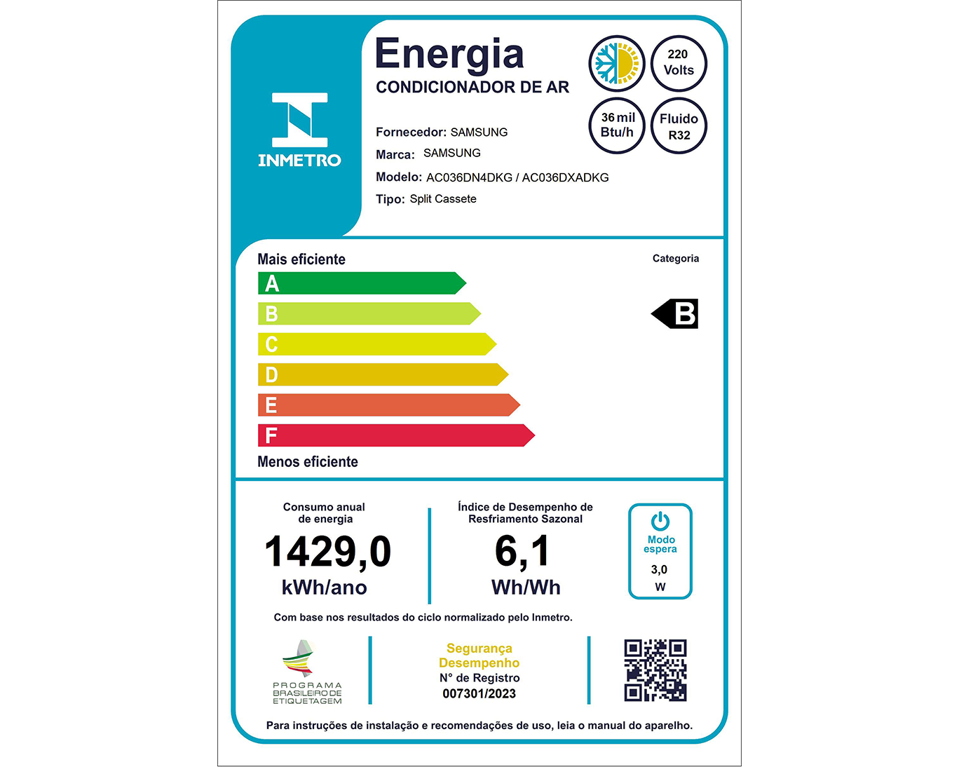 Ar-Condicionado Inverter WindFree Cassete 4 vias WiFi 36.000 BTUs Quente/Frio 220V White