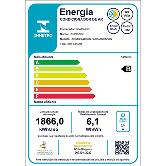 Ar Condicionado Inverter Cassete 4 vias WindFree com WiFi 47.000 BTUs Quente/Frio 220V White
