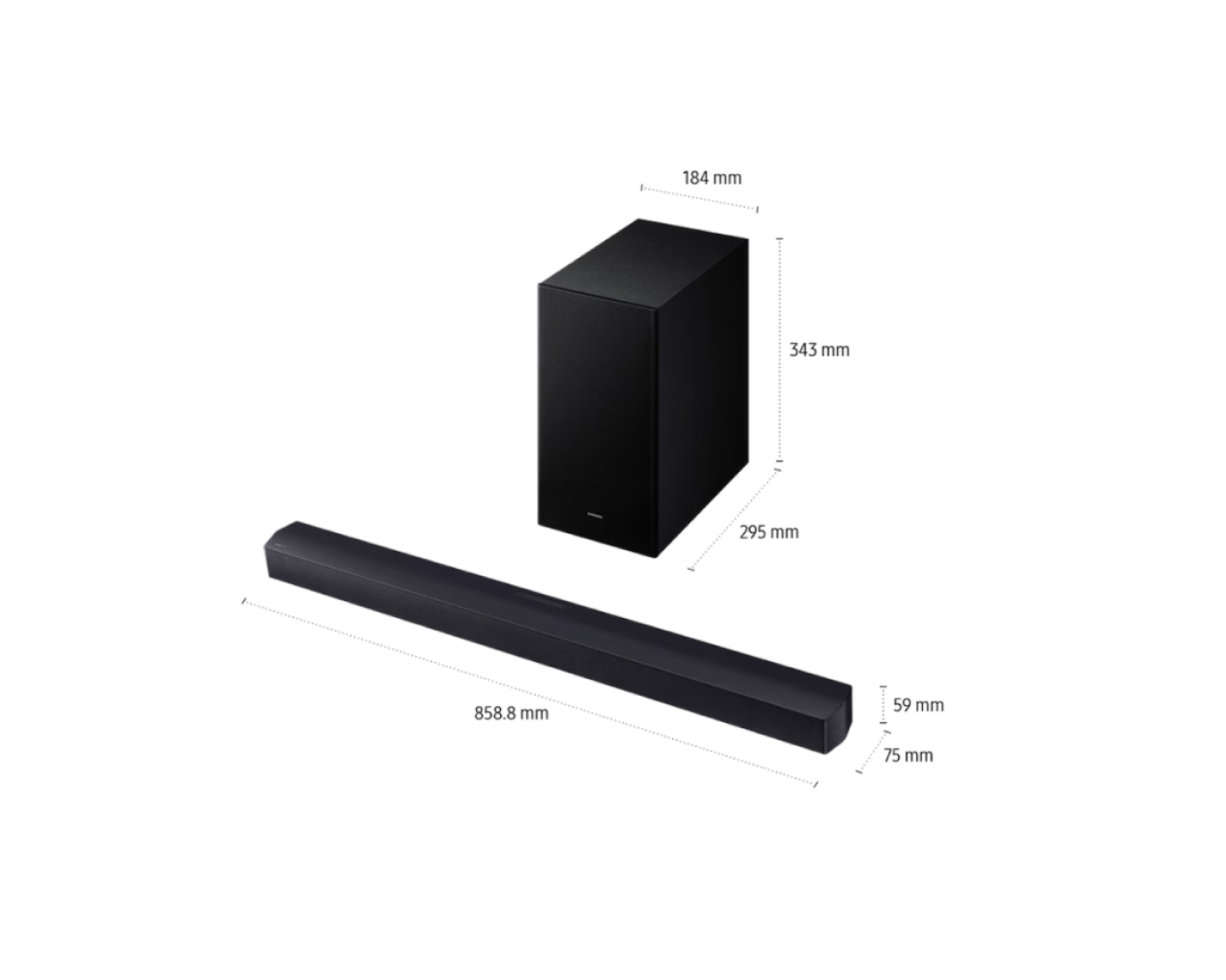 Combo Smart TV 50" Mini LED 4K M75H + Soundbar HW-B450F Preto
