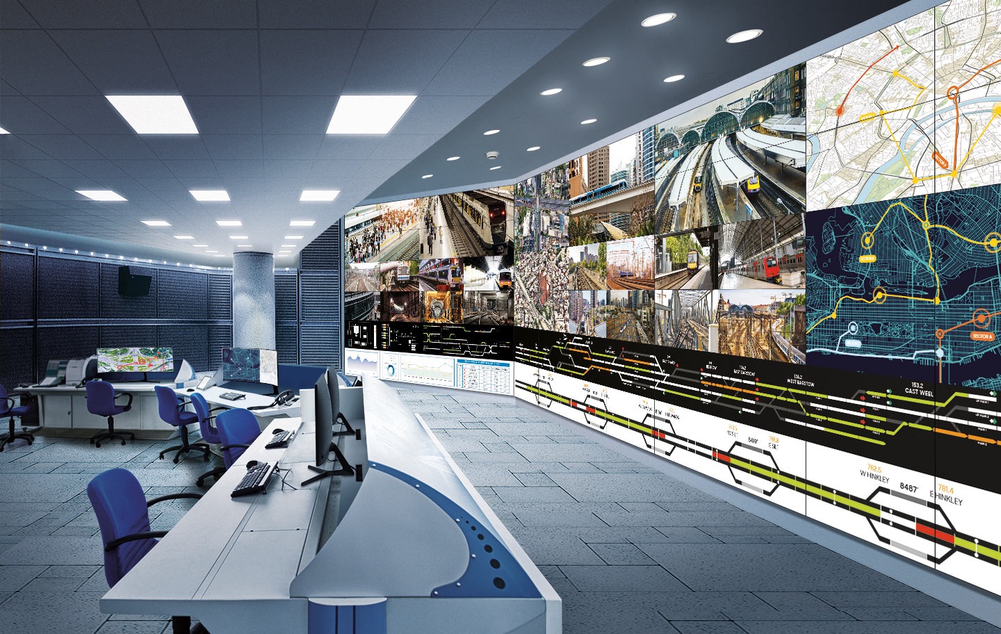Video walls contínuos com molduras finas