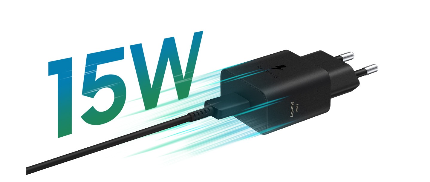 Carregamento rápido de 15 W para estar preparado 