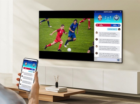 Split your TV screen in half: the content you're watching on one side and your smartphone's mirrored screen on the other.