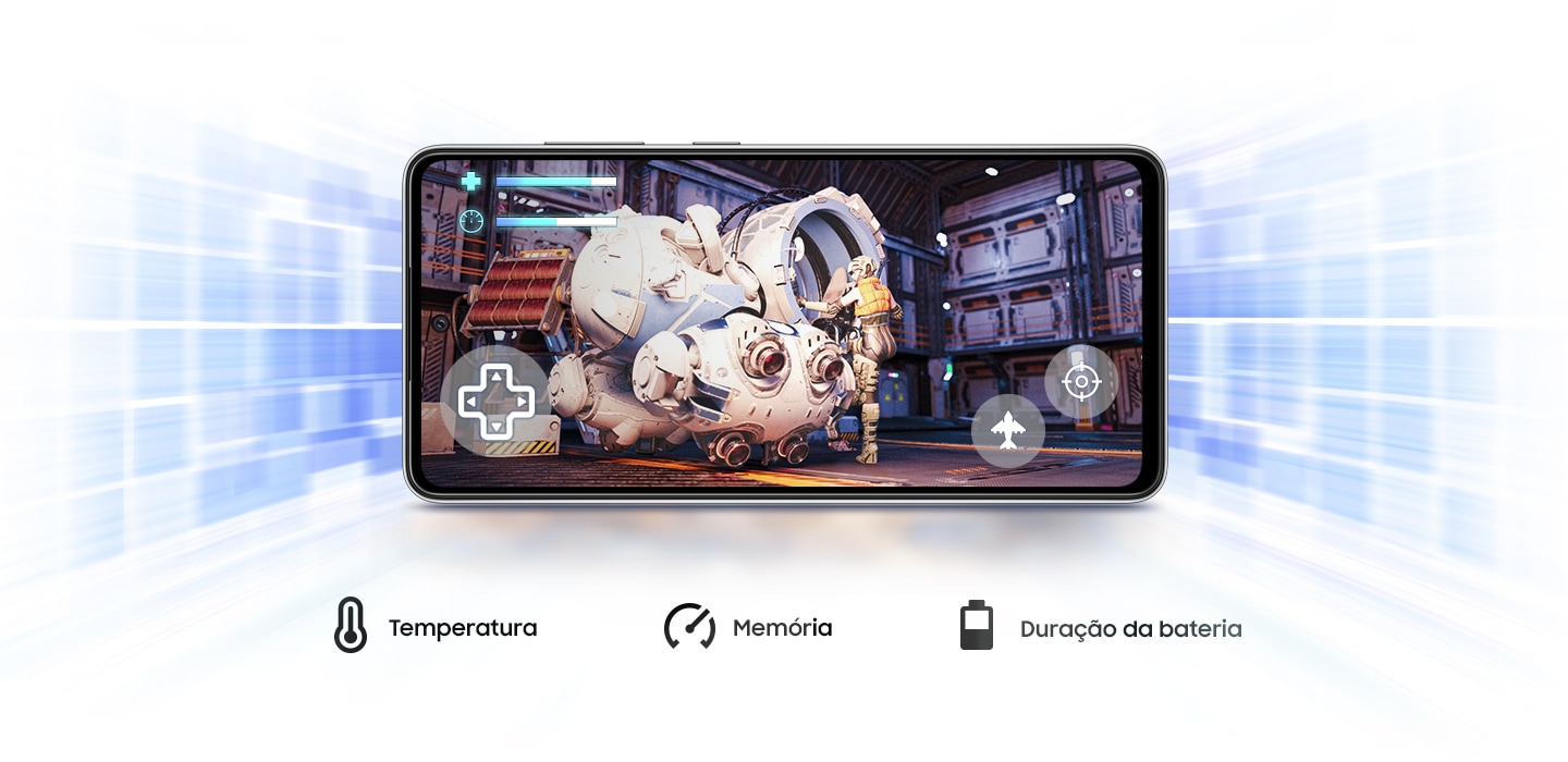 O Galaxy A52 5G oferece Game Booster, que aprende a otimizar a bateria, a temperatura e a memria ao jogar.