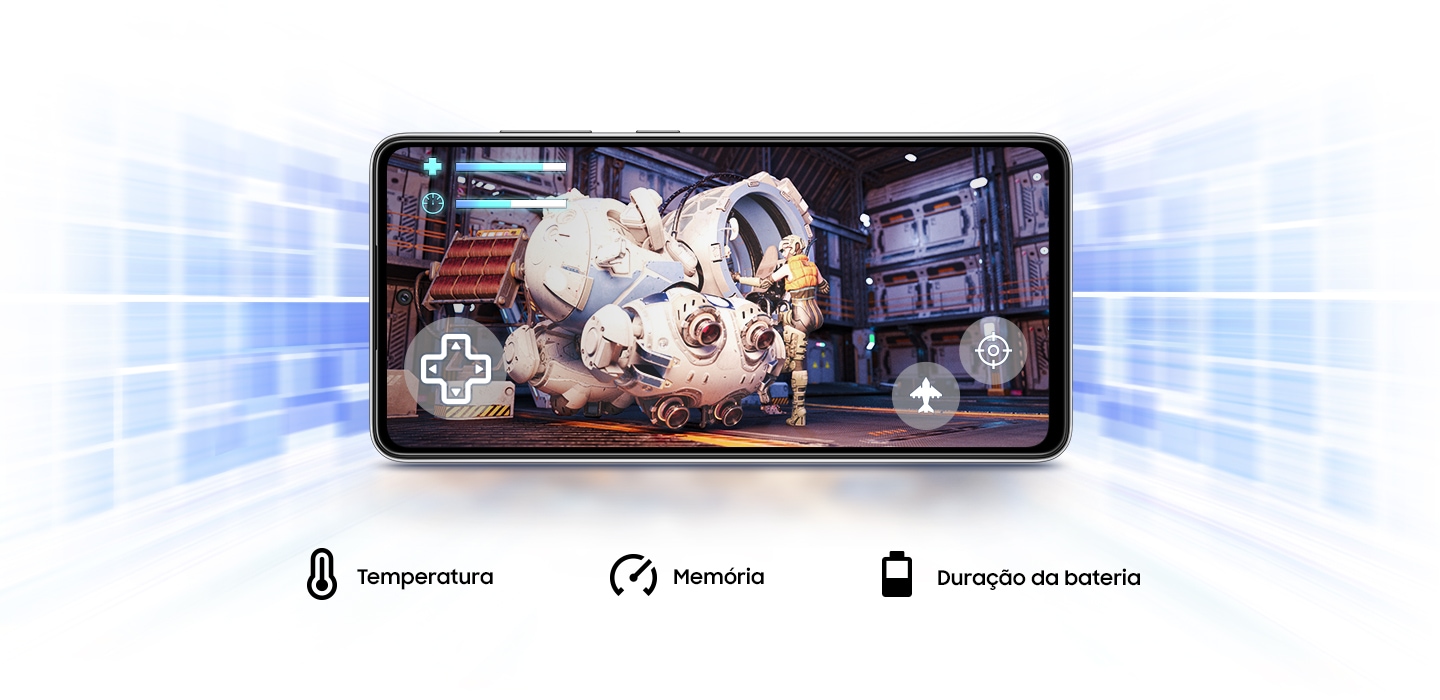 O Galaxy A52 oferece Game Booster, que aprende a otimizar a bateria, a temperatura e a memória ao jogar.