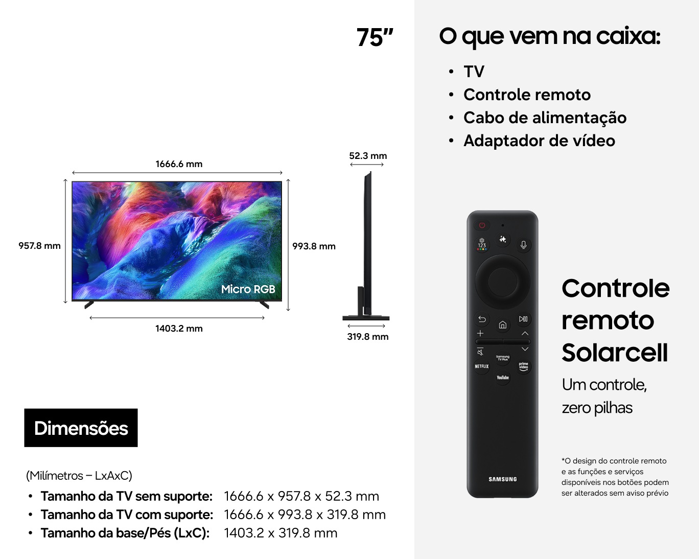 Smart TV Samsung Vision AI 75” Micro RGB 4K R85H (2026) Titanium Black