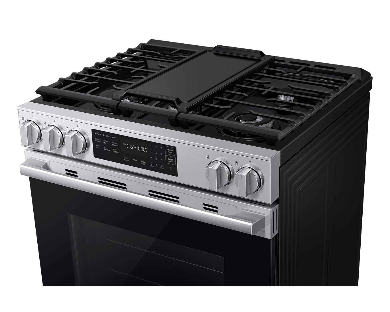NSG80H/30_NSG80H60SRAX Air Fry Max and Pro-Style Design 6.0 cu.ft. R-Perspective-Open-Rack Silver 
