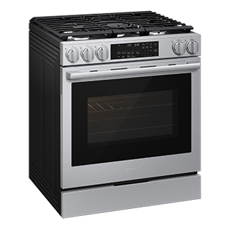 Fogão de Piso a Gás Série 90 com 5 bocas Design Inox WiFi e AirFry Max 127V L-Perspective Silver 