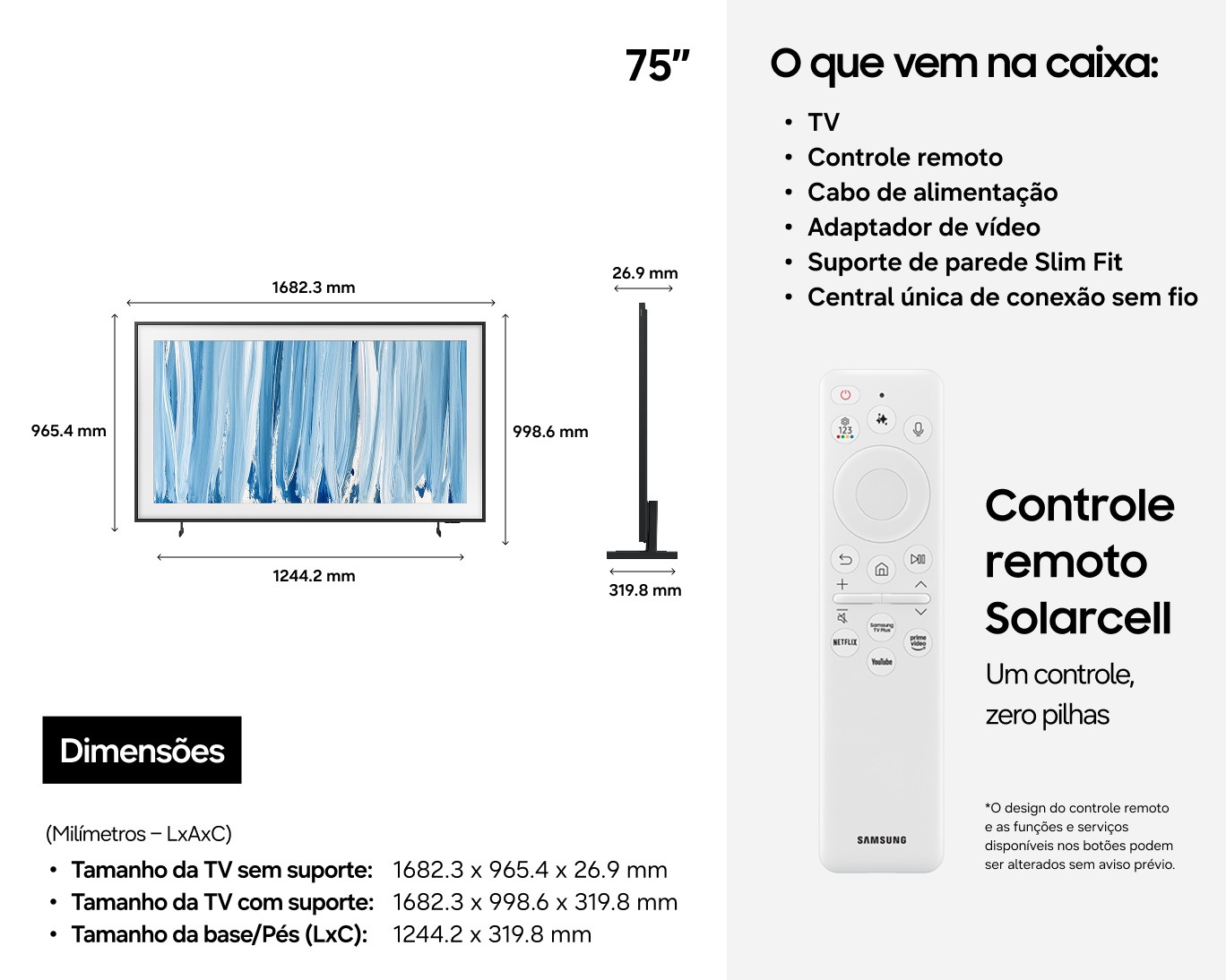 Smart TV Samsung Vision AI 75" The Frame Pro 4K LS03HW (2026) Preto