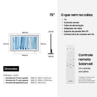 Smart TV Samsung Vision AI 75" The Frame Pro 4K LS03HW (2026) Preto