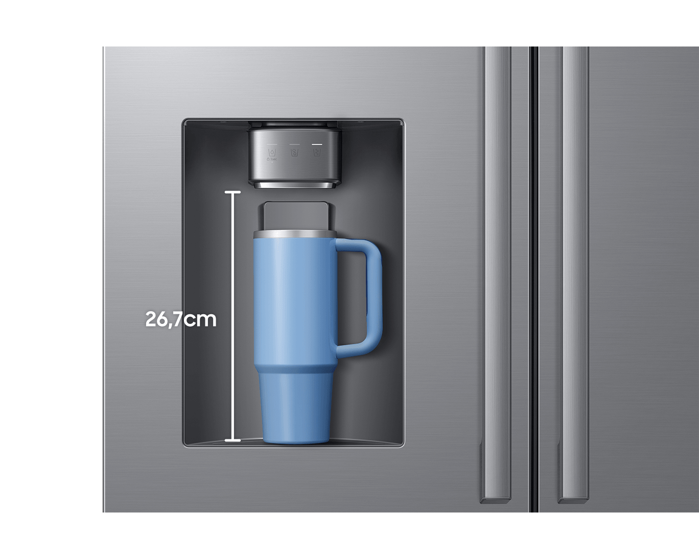 French Door Zero clearance fit with SpaceMax 28.5 cu.ft External-Water-and-ice-Dispenser Silver 