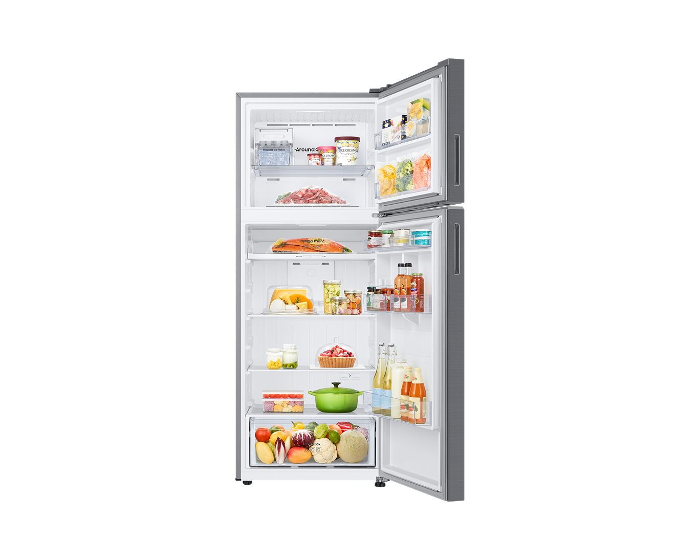 RT6300C Top Mount Freezer Refrigerators with Optimal Fresh+ Front-Open-With-Food Silver 