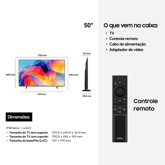 Smart TV Samsung Vision AI 50” Mini LED 4K M75H (2026) Preto