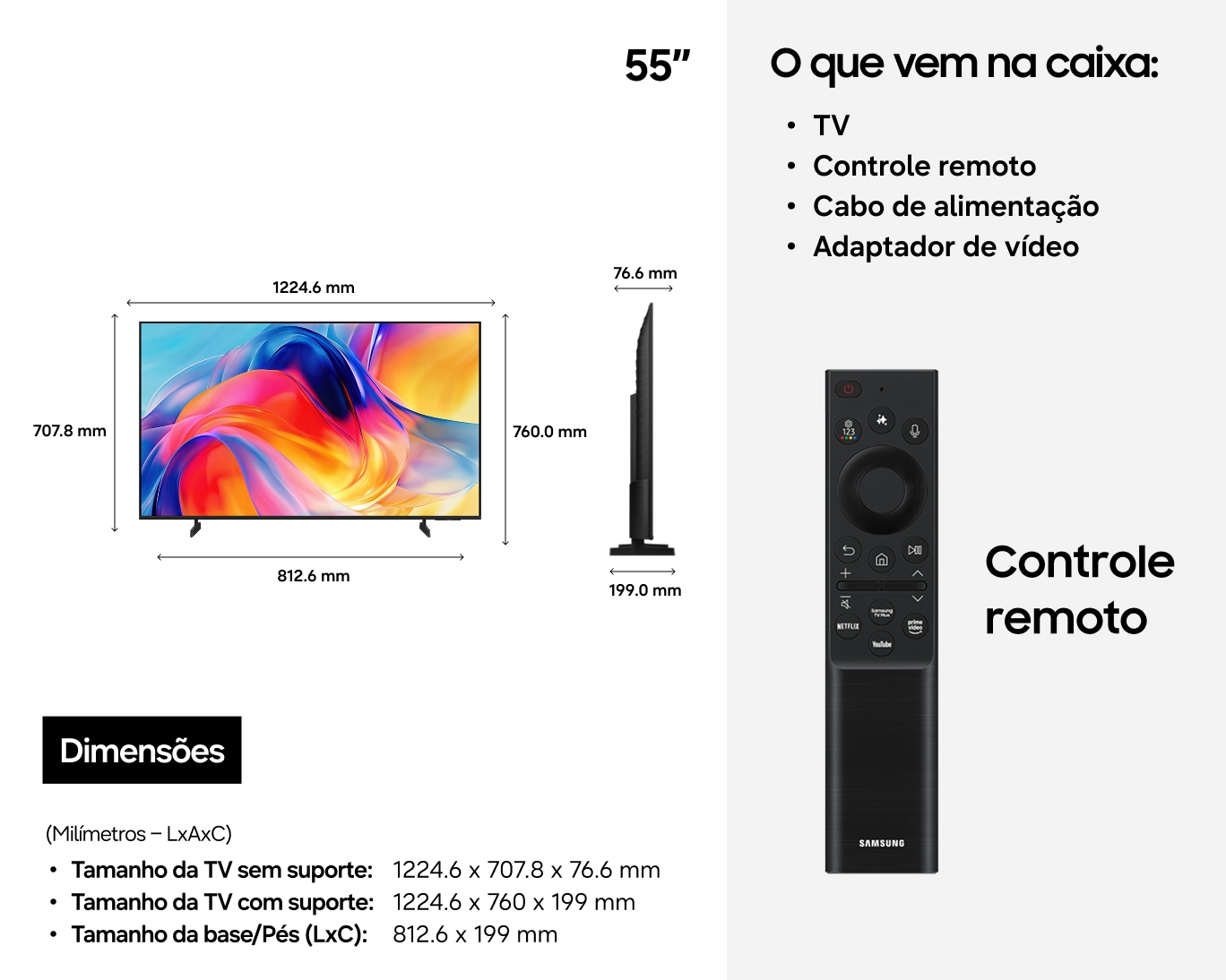 Smart TV Samsung Vision AI 55” Mini LED 4K M75H (2026) Preto