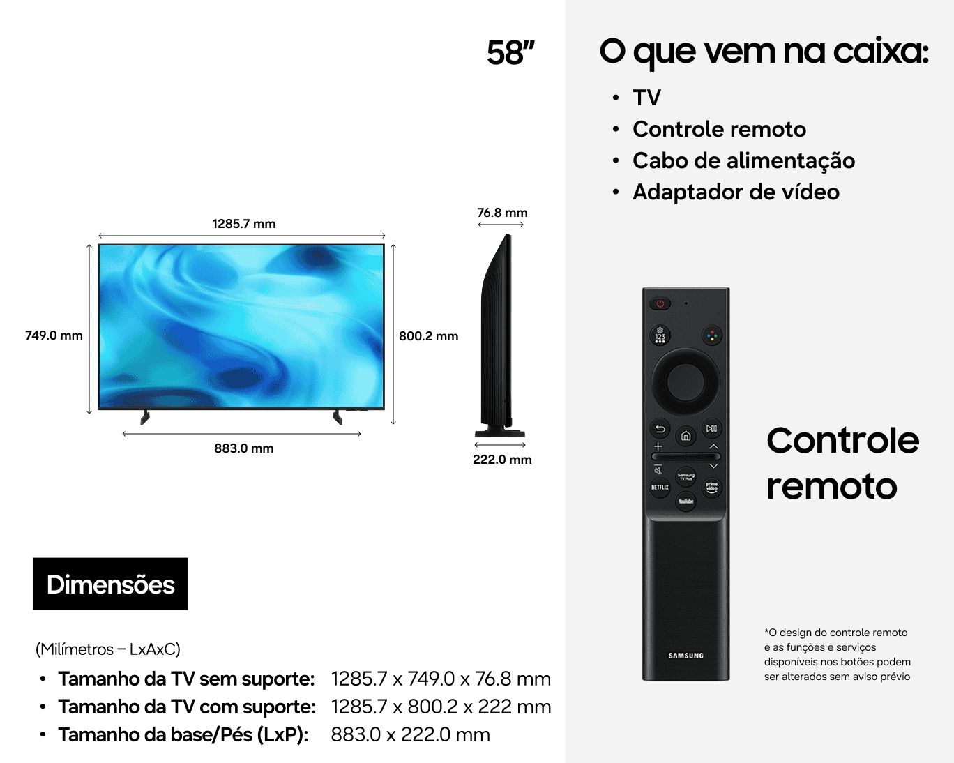 Smart TV Samsung Vision AI 58" Crystal UHD 4K U8000H (2026) Preto