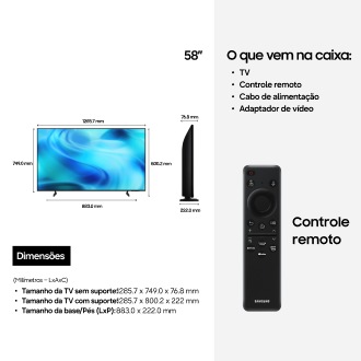Smart TV Samsung Vision AI 58" Crystal UHD 4K U8000H (2026) Preto