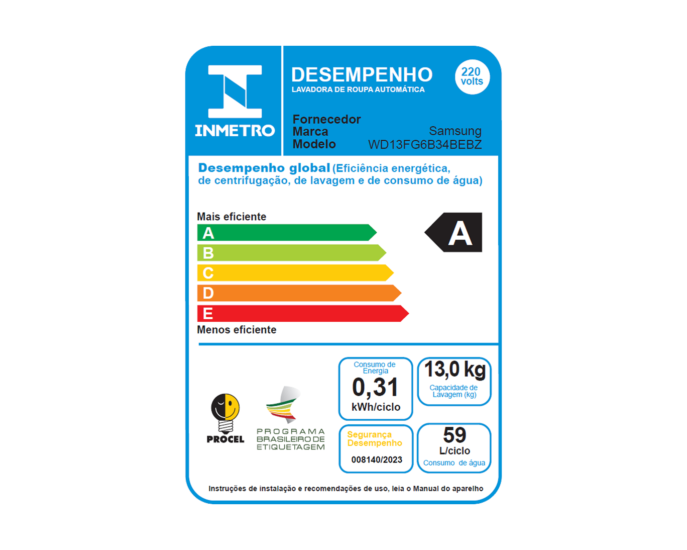 Lava e Seca Smart AI Control WD13FG Branca 13kg 220V White