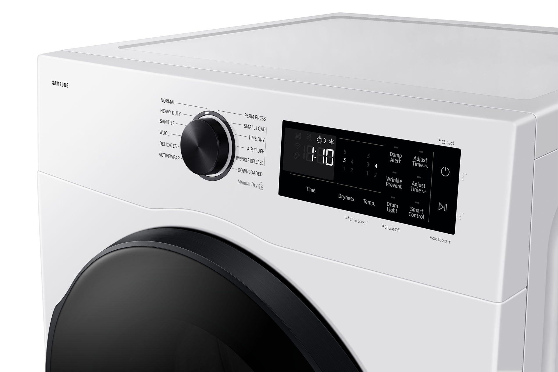 Laundry Dryer with Sensor Dry and Reversible Door Panel-Control White 