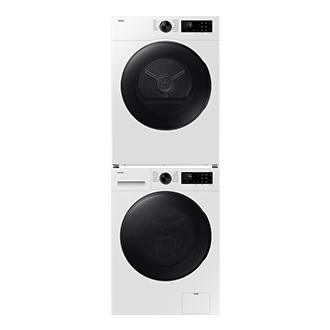 Laundry Dryer with Sensor Dry and Reversible Door Stack-Front-Door-Closed White 