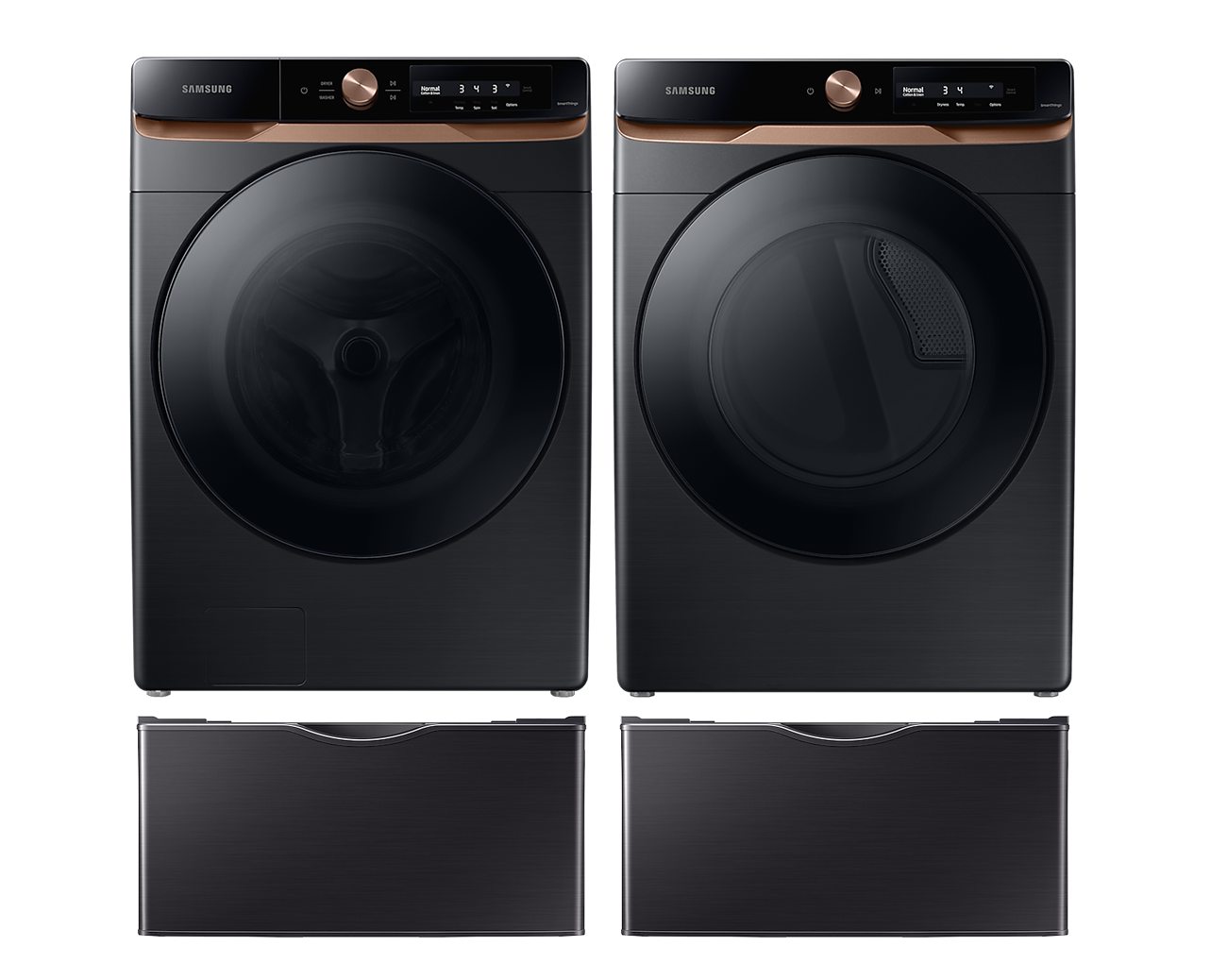 6500 Front Load Washer & Dryer with Pedestals: Black
