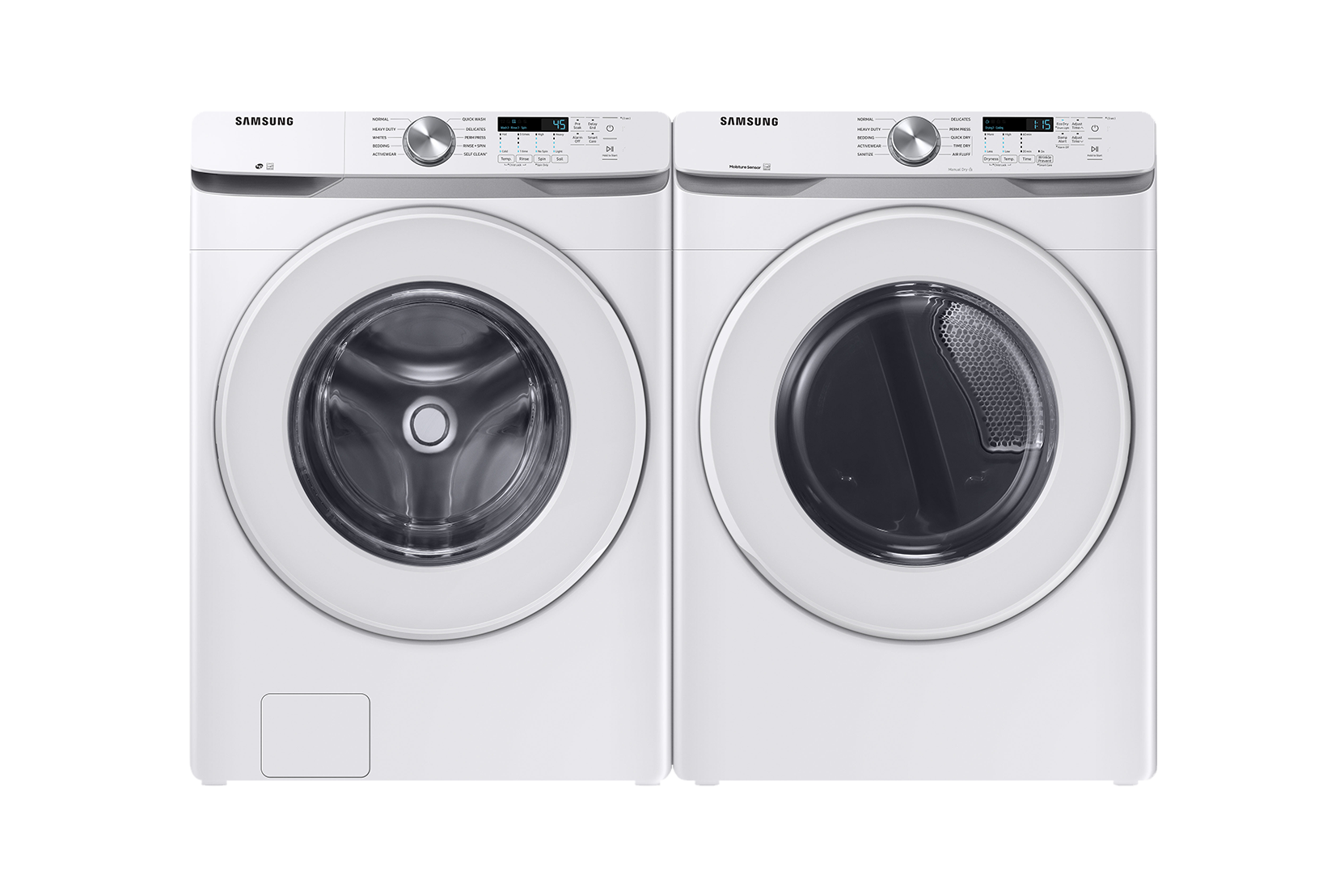 5.2 Cu.Ft. Front Load Washer with Self Clean+ and 7.5 Cu.Ft. Electric Dryer with Energy Star Certification Pair White