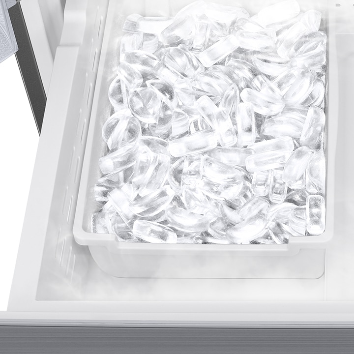 Ice box is full of ice.