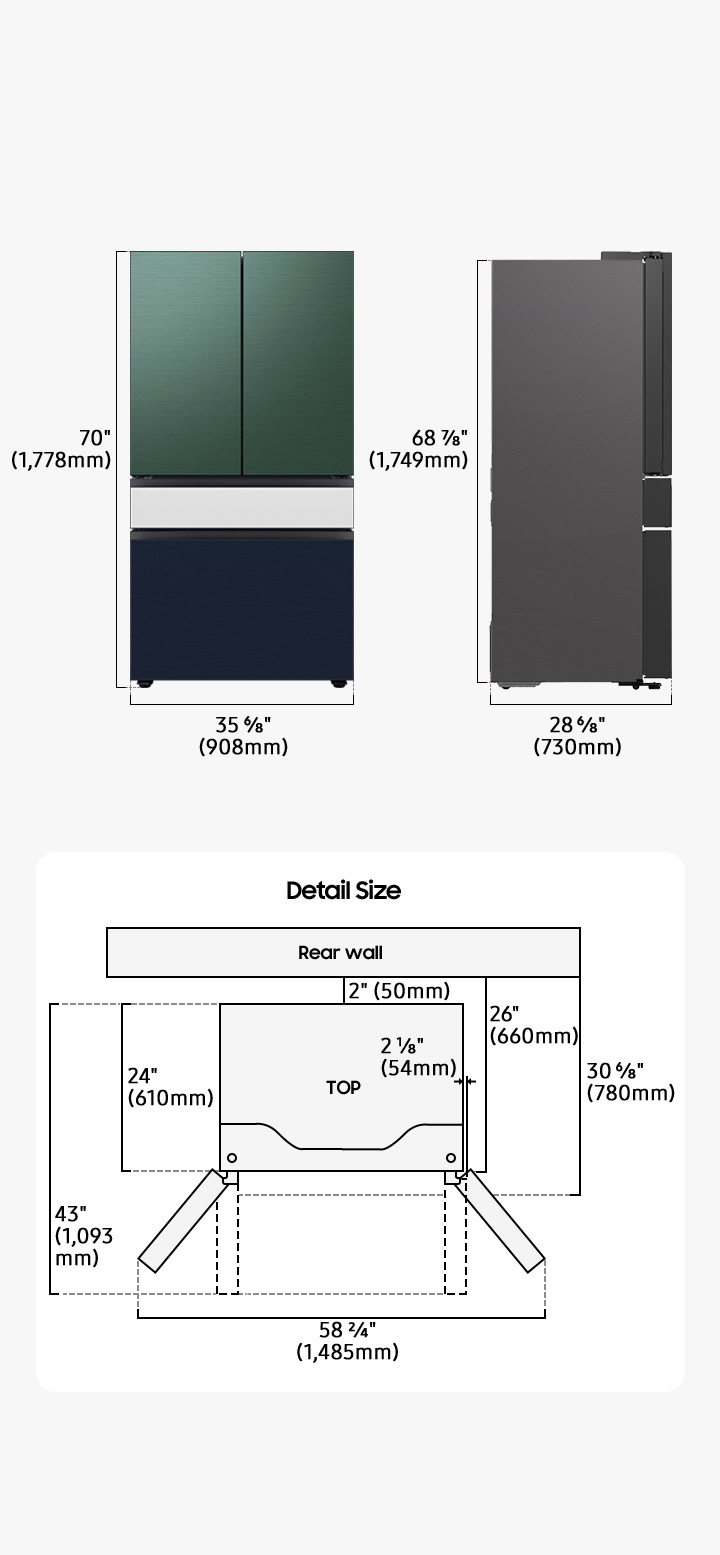 Samsung bespoke refrigerator dimensions sales