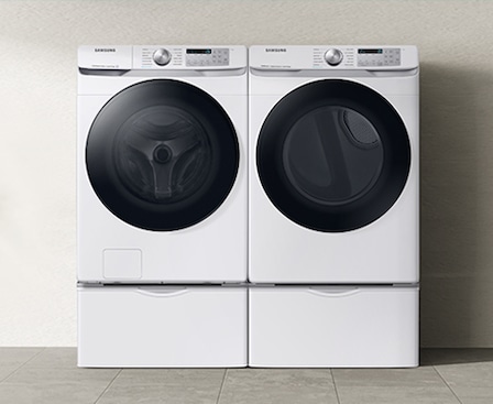 Washer and Dryer is placed side-by-side paring.