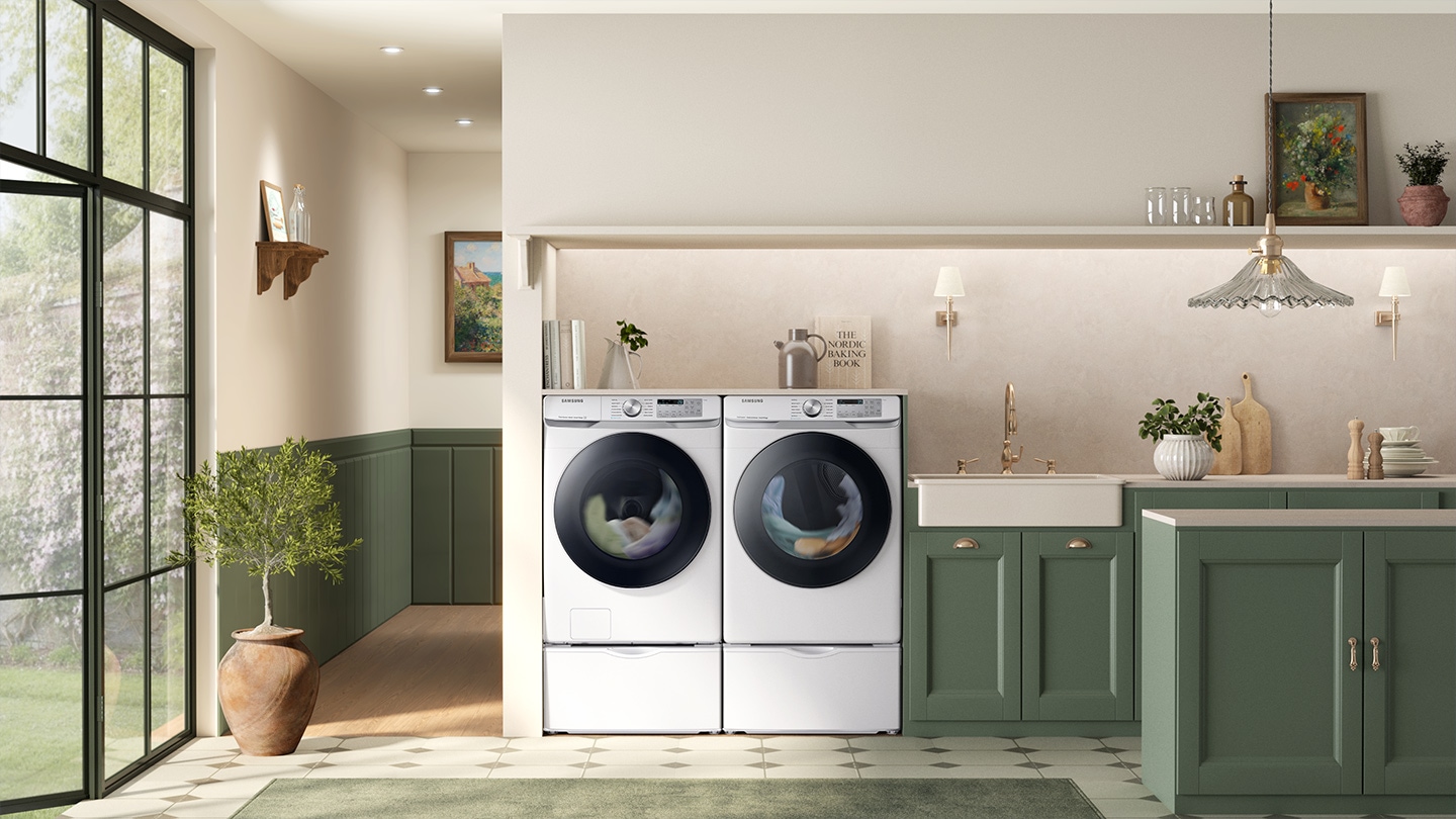 The DV6300B is installed in a modern laundry room. It goes well with the modern and luxurious mood.