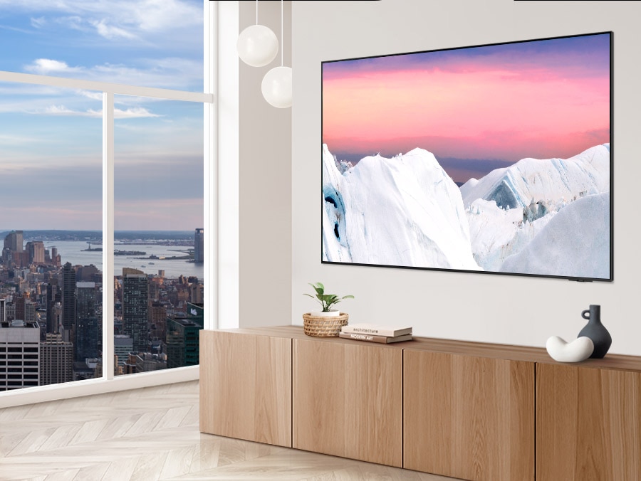 The OLED TV screen during daylight is bright.The screen is adjusted to be softer on the eyes as day changes into night.